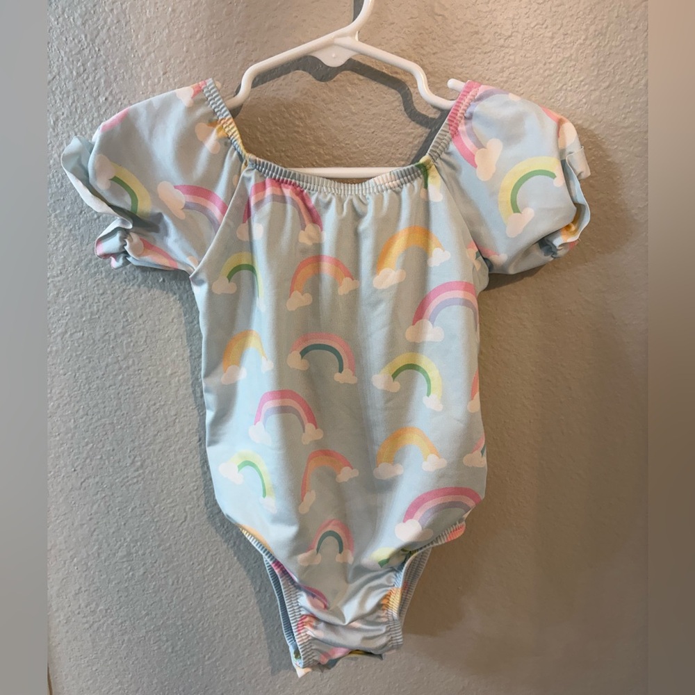 James and Lottie Rainbow Baby Girl’s One Piece Swimsuit bow back fits like 18 mo